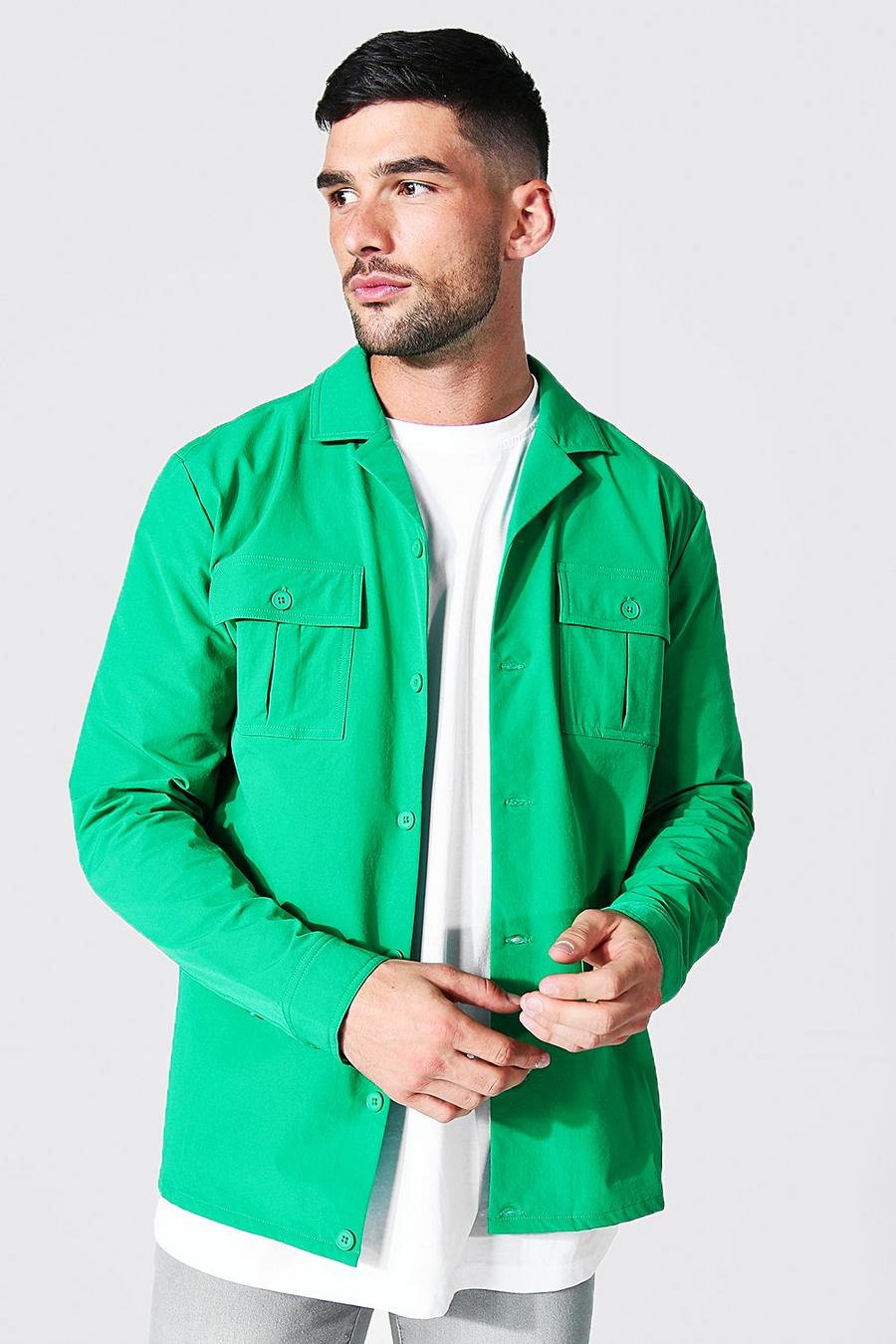Green Smart Utility Button Overshirt image number 1