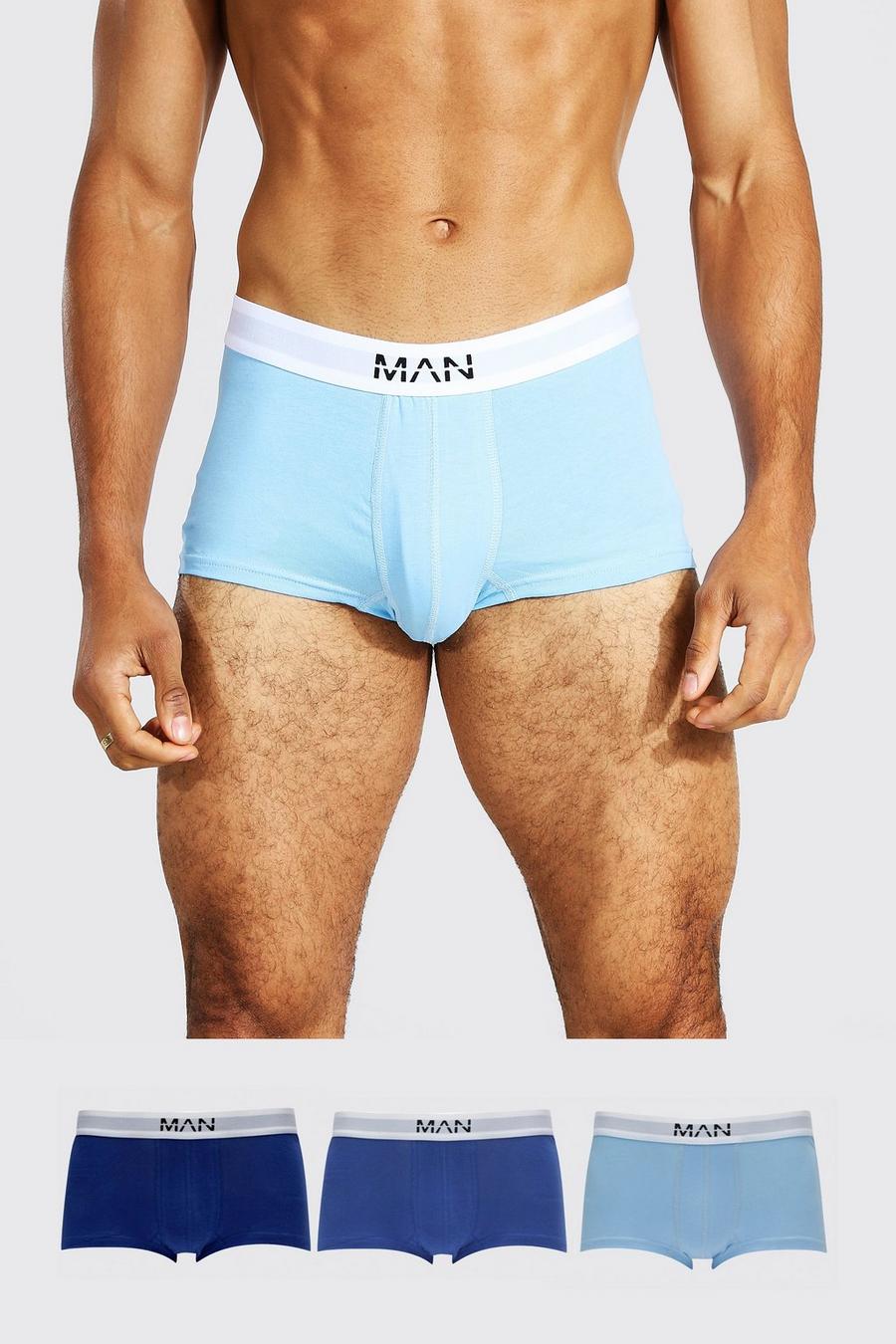 Blue 3 Pack Man Dash Low Rise Trunk image number 1