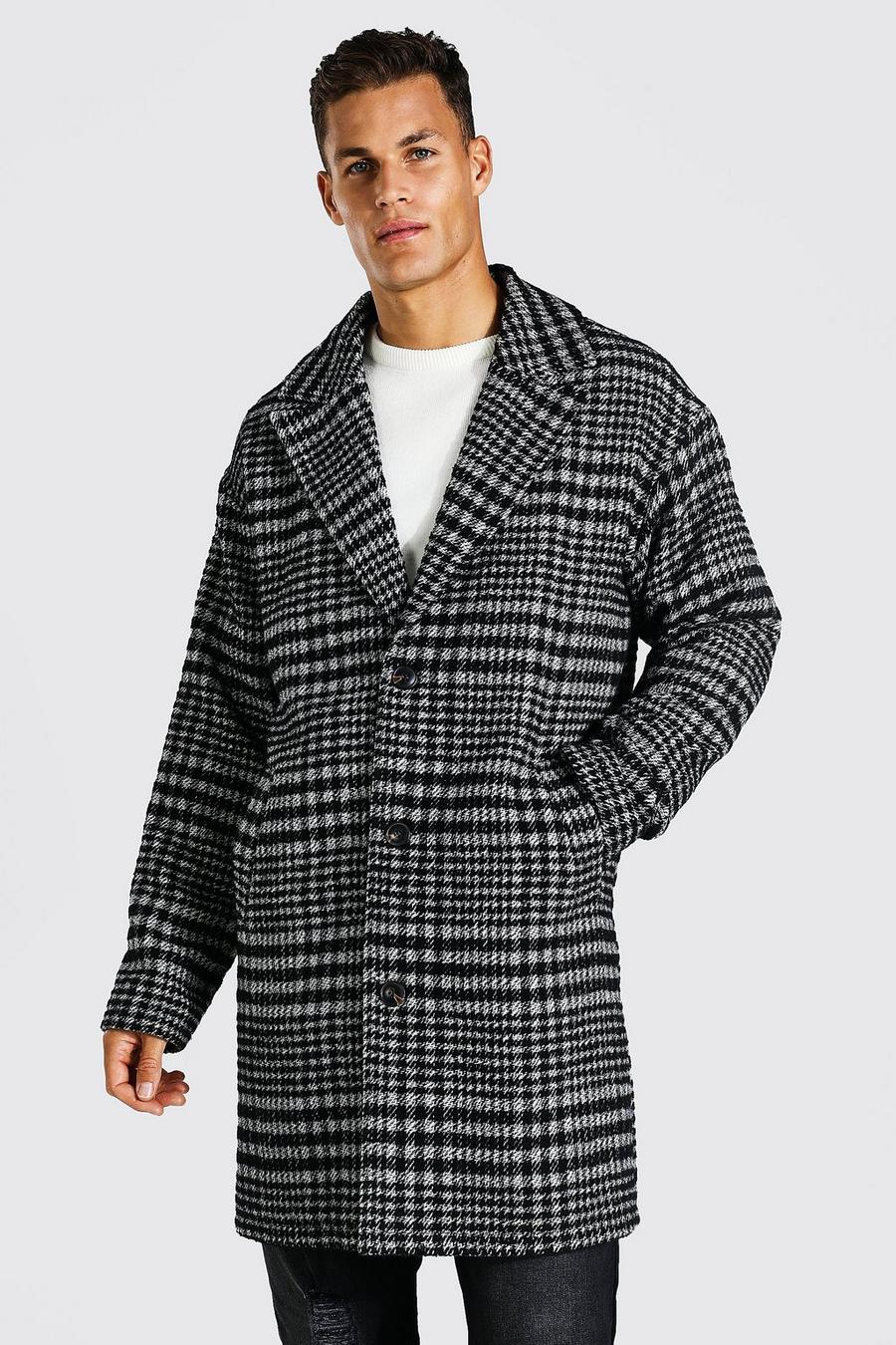 Charcoal Tall Prince Of Wales Check Overcoat image number 1
