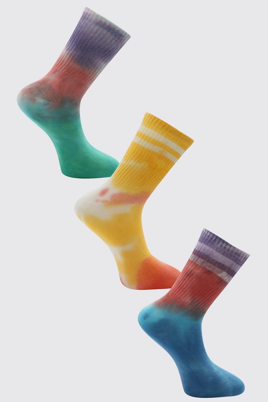 Teal 3 Pack Tie Dye Socks image number 1