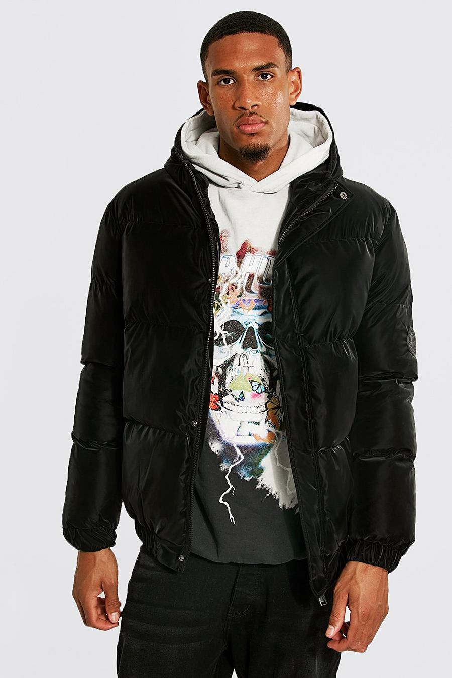 Black Tall Soft Sheen Puffer Jacket image number 1