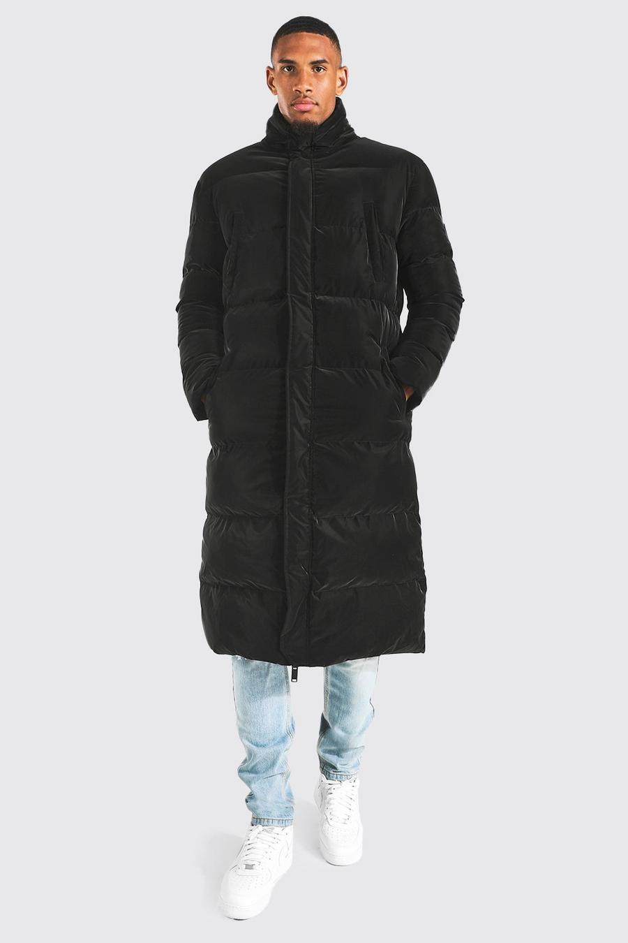 Black Tall Soft Sheen Longline Puffer Jacket image number 1