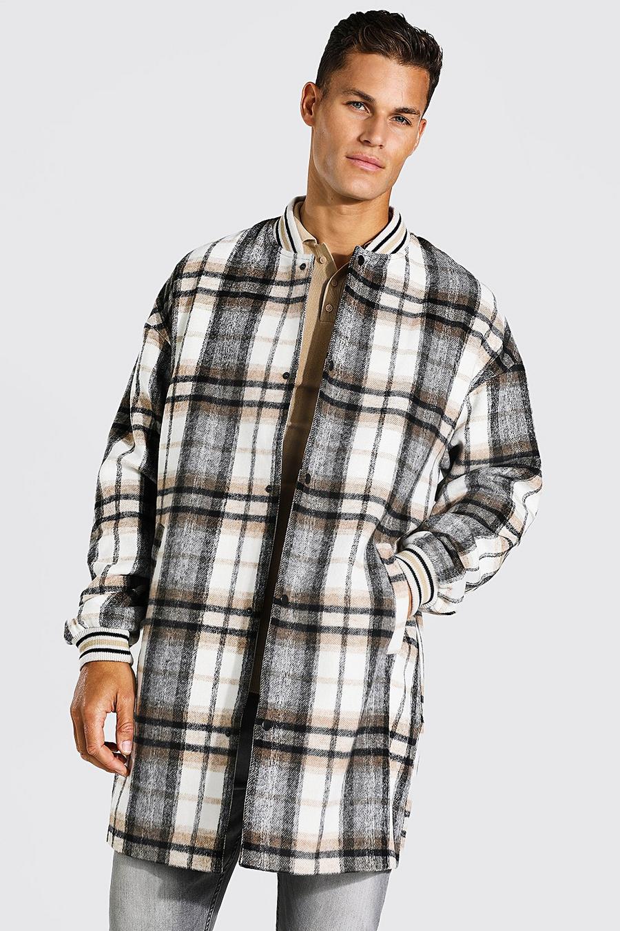 Brown Tall Check Smart Longline Bomber image number 1