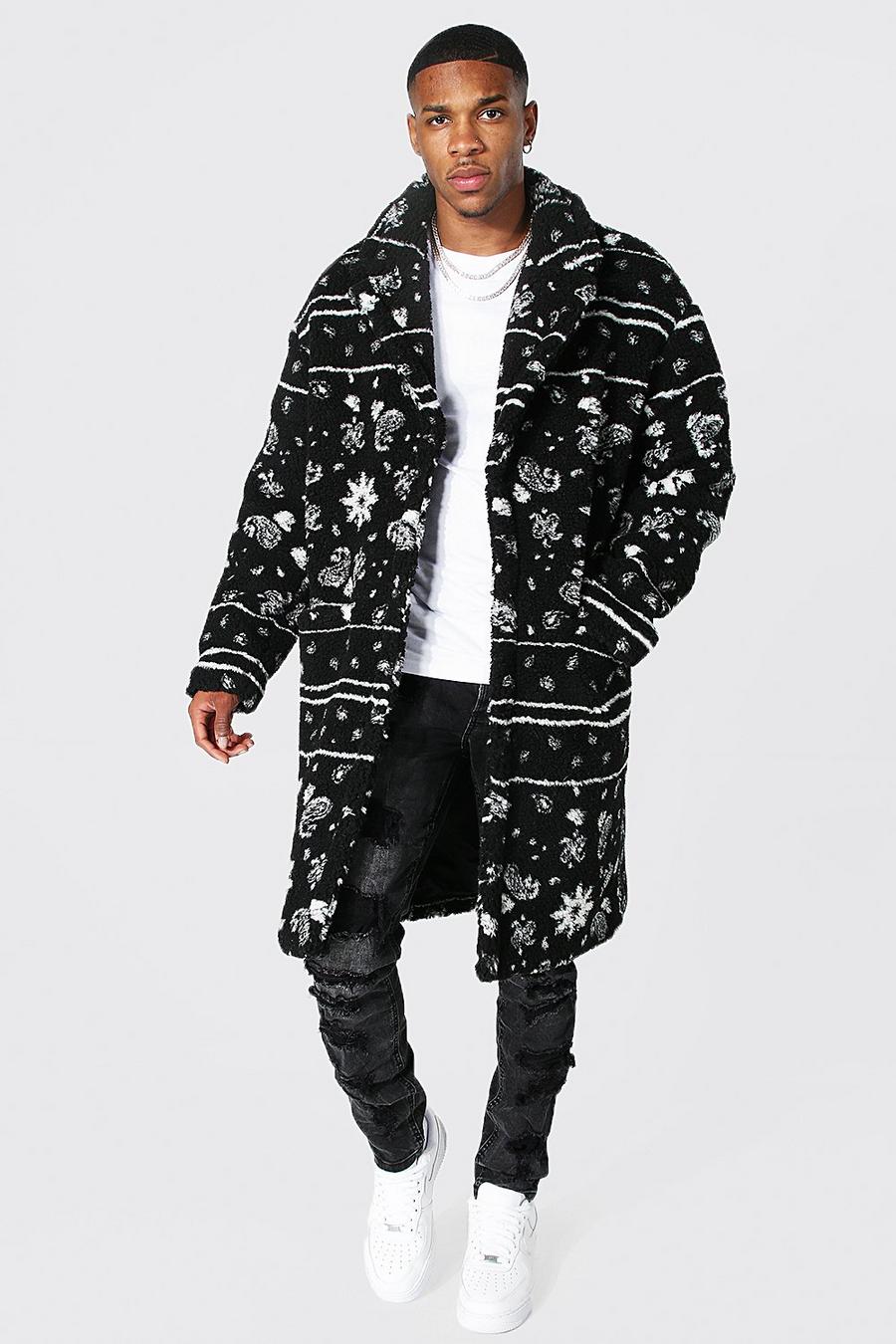 Manteau en polaire à motif bandana, Black image number 1