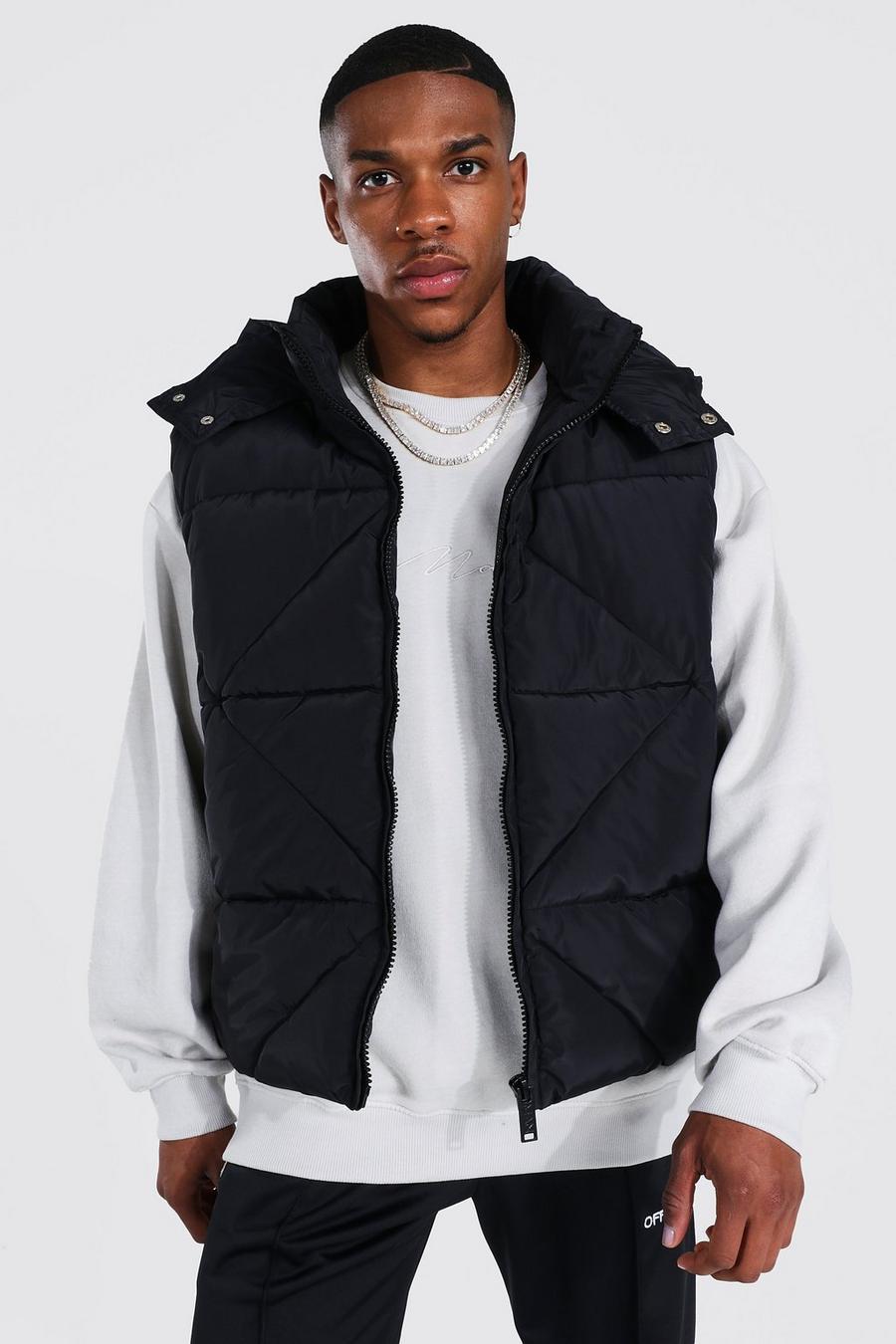 Black Abstract Quilted Gilet image number 1