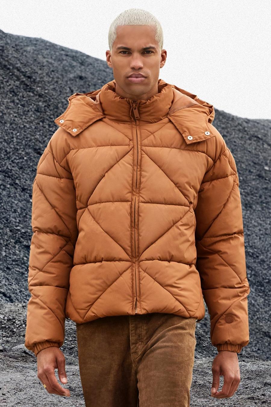 Rust orange Abstract Quilted Puffer