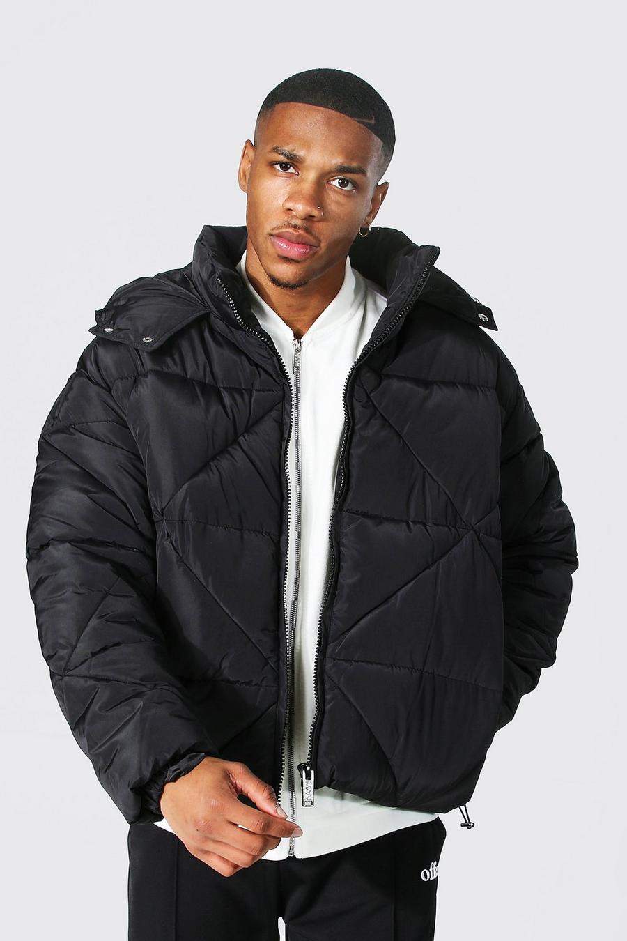 Black Abstract Quilted Puffer image number 1