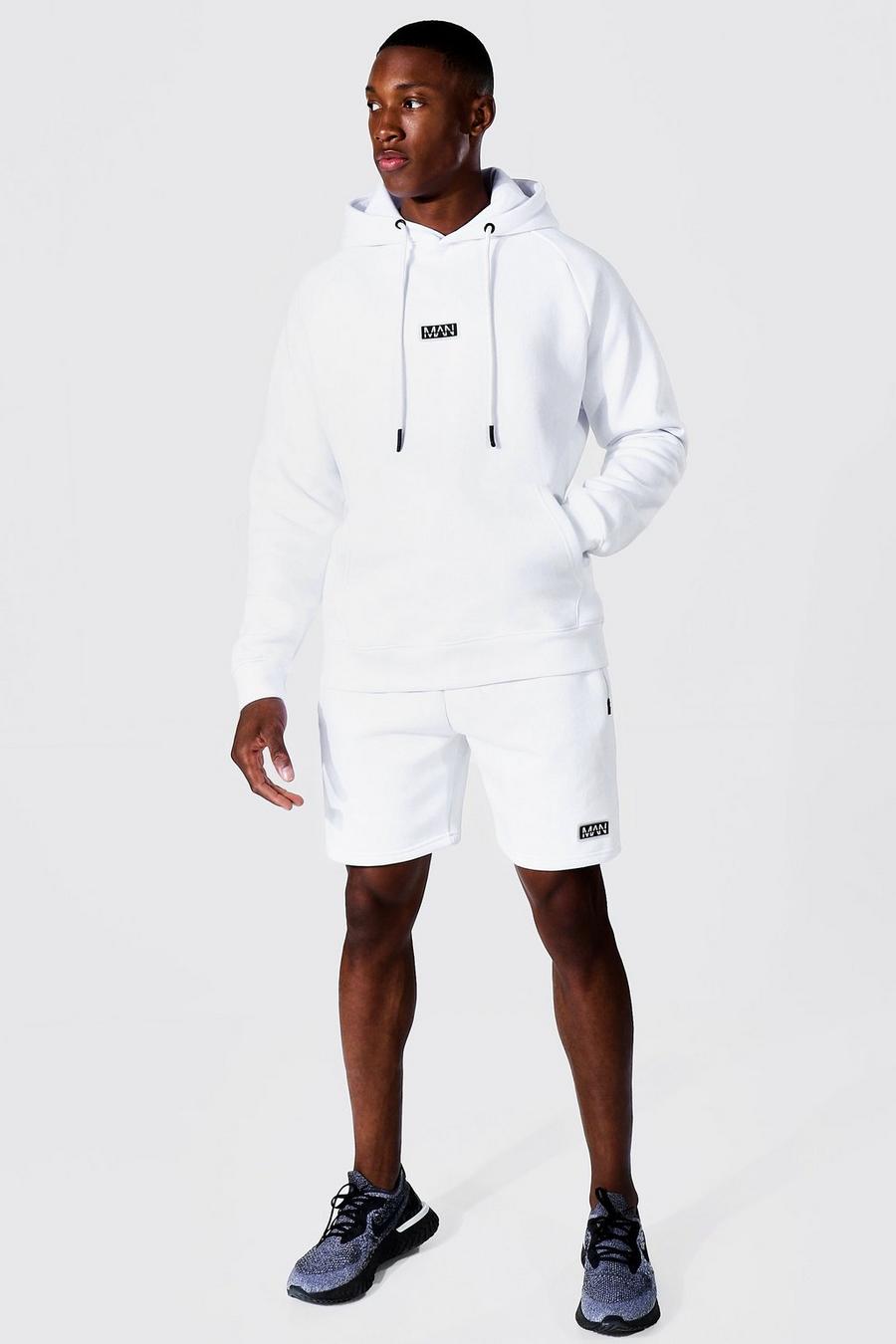 White Man Active Fitness Hoodie En Shorts Set image number 1