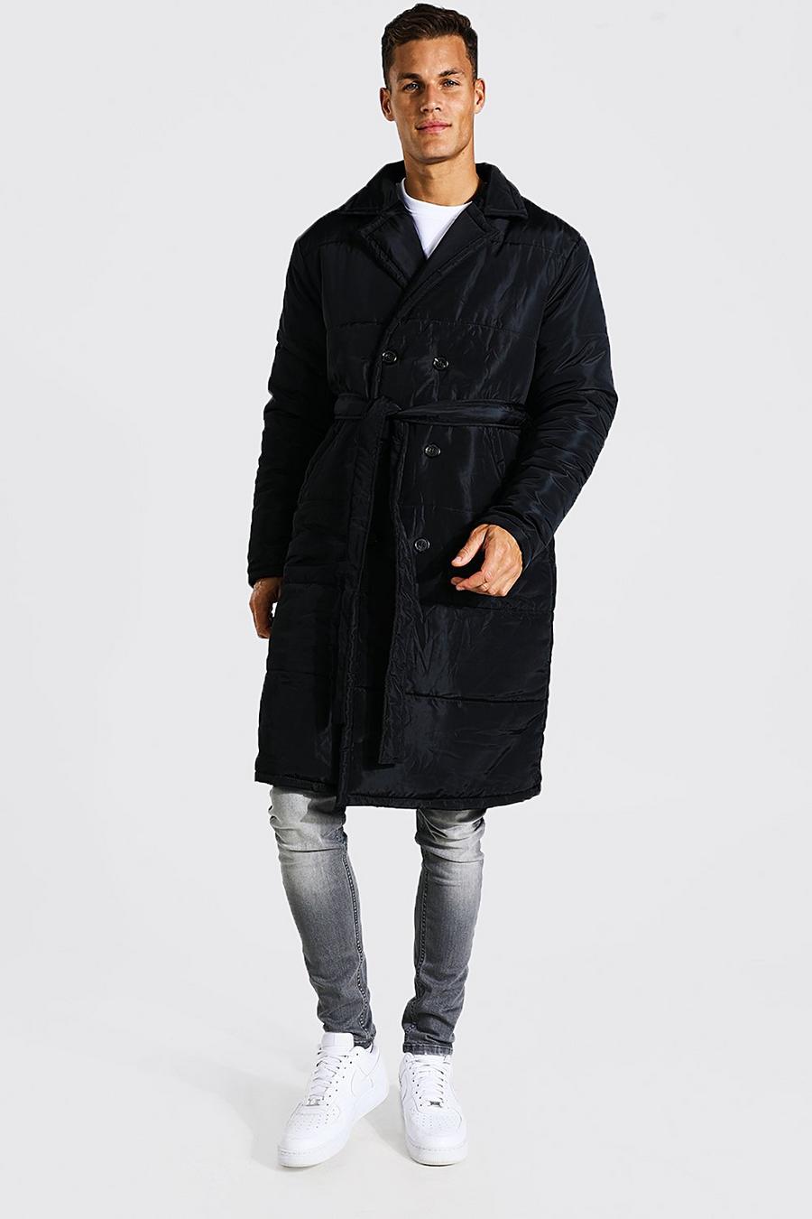 Black Tall Padded Double Breasted Trench Coat image number 1