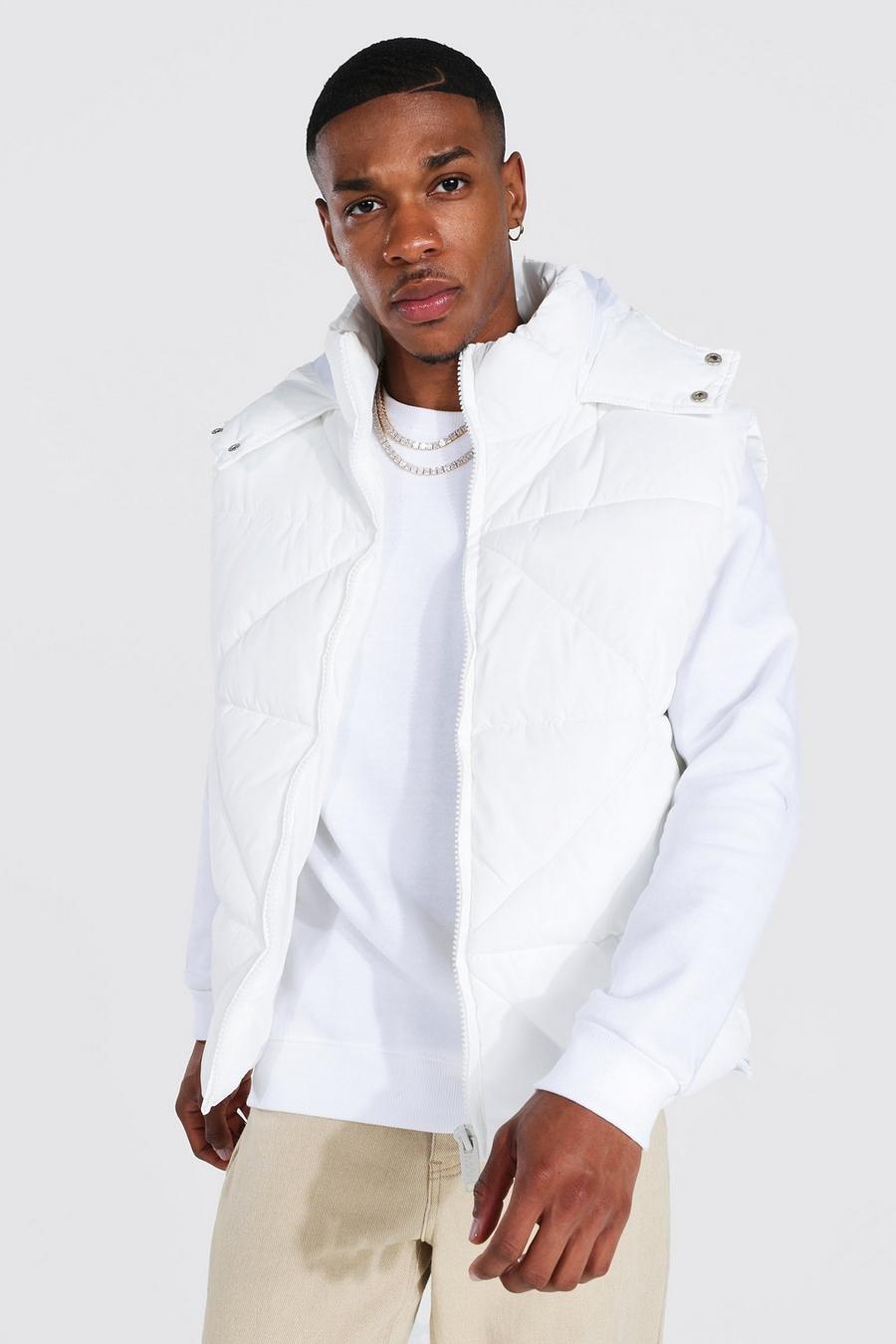 White Abstract Quilted Gilet image number 1