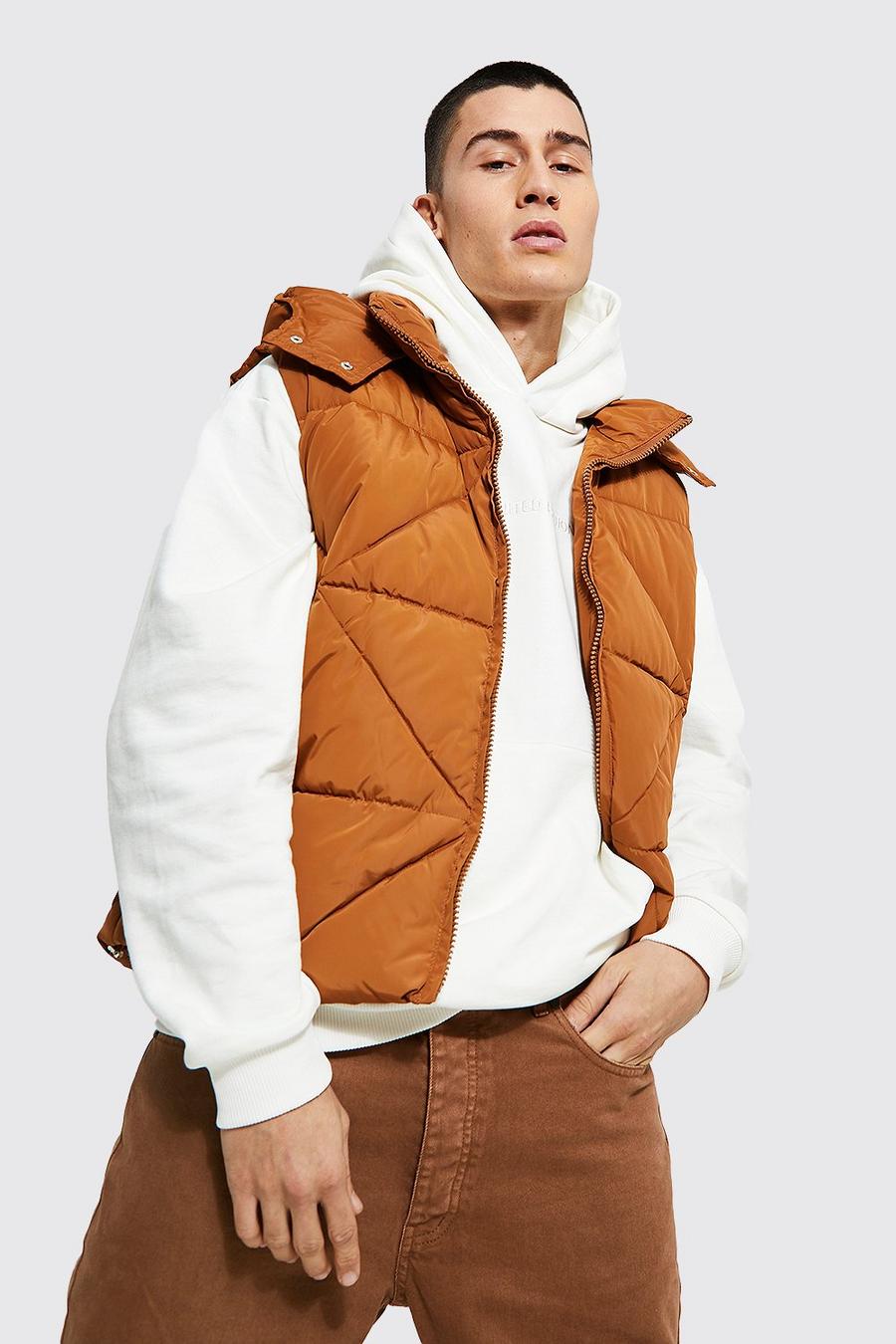 Rust Abstract Quilted Gilet image number 1