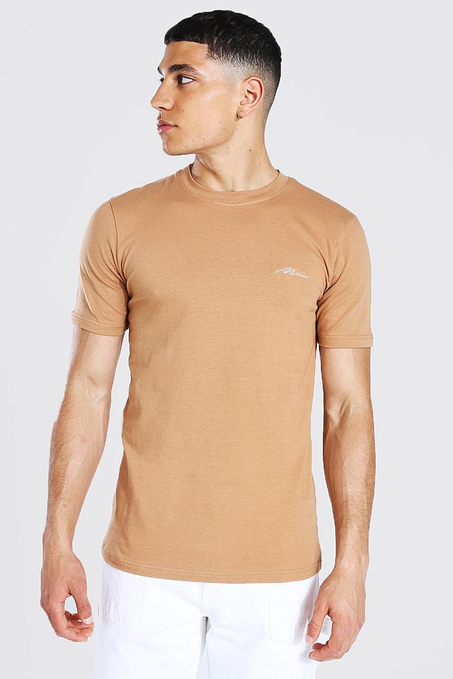 Brown Man Signature Muscle Fit Crew Neck T-shirt image number 1
