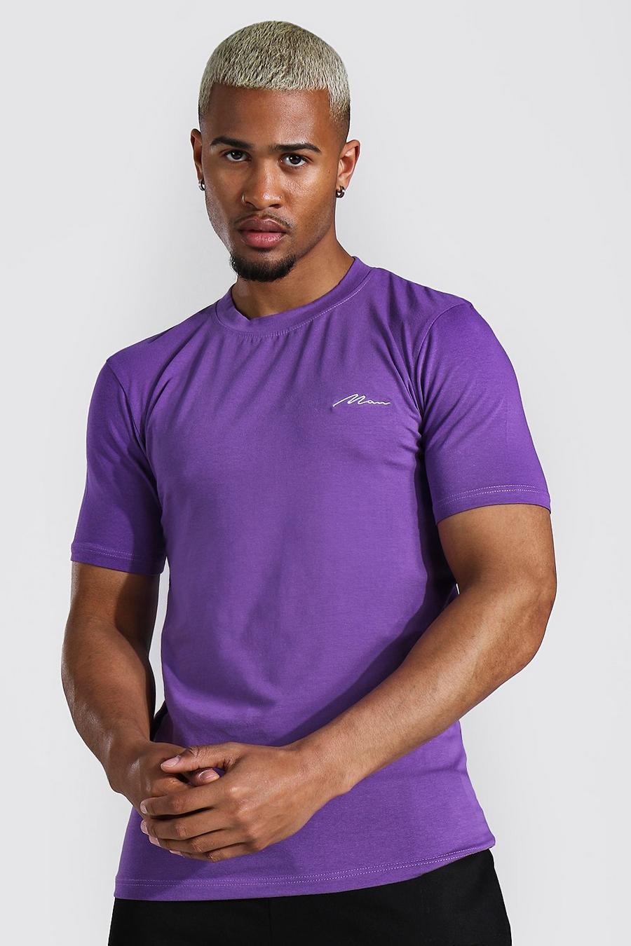 Purple Man Signature T-shirt i muscle fit med rund hals image number 1
