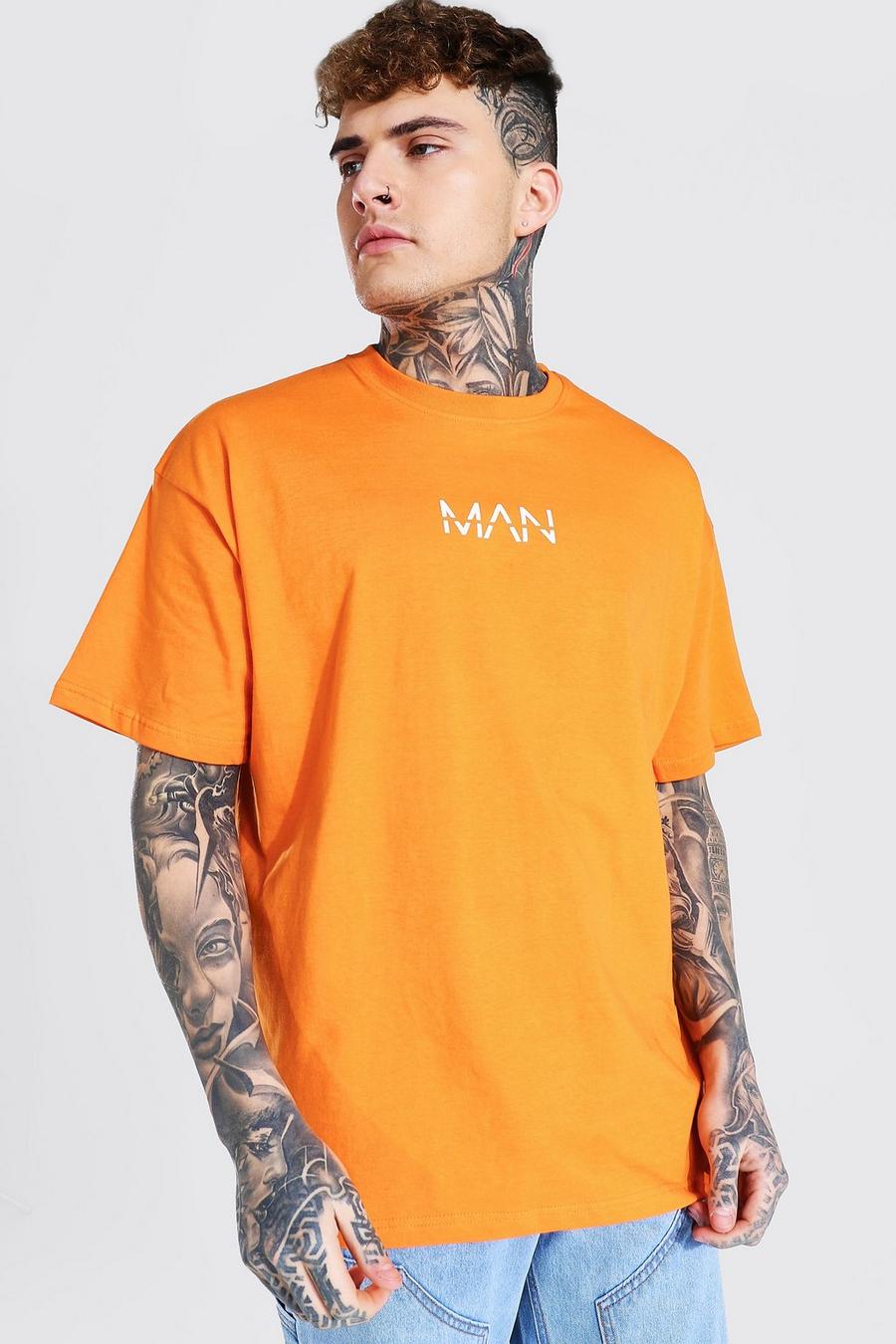 Original Man Rundhals-T-Shirt in Übergröße, Orange image number 1