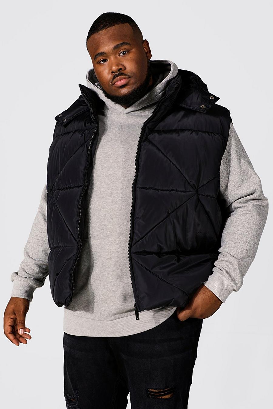Black Plus Abstract Quilted Gilet image number 1