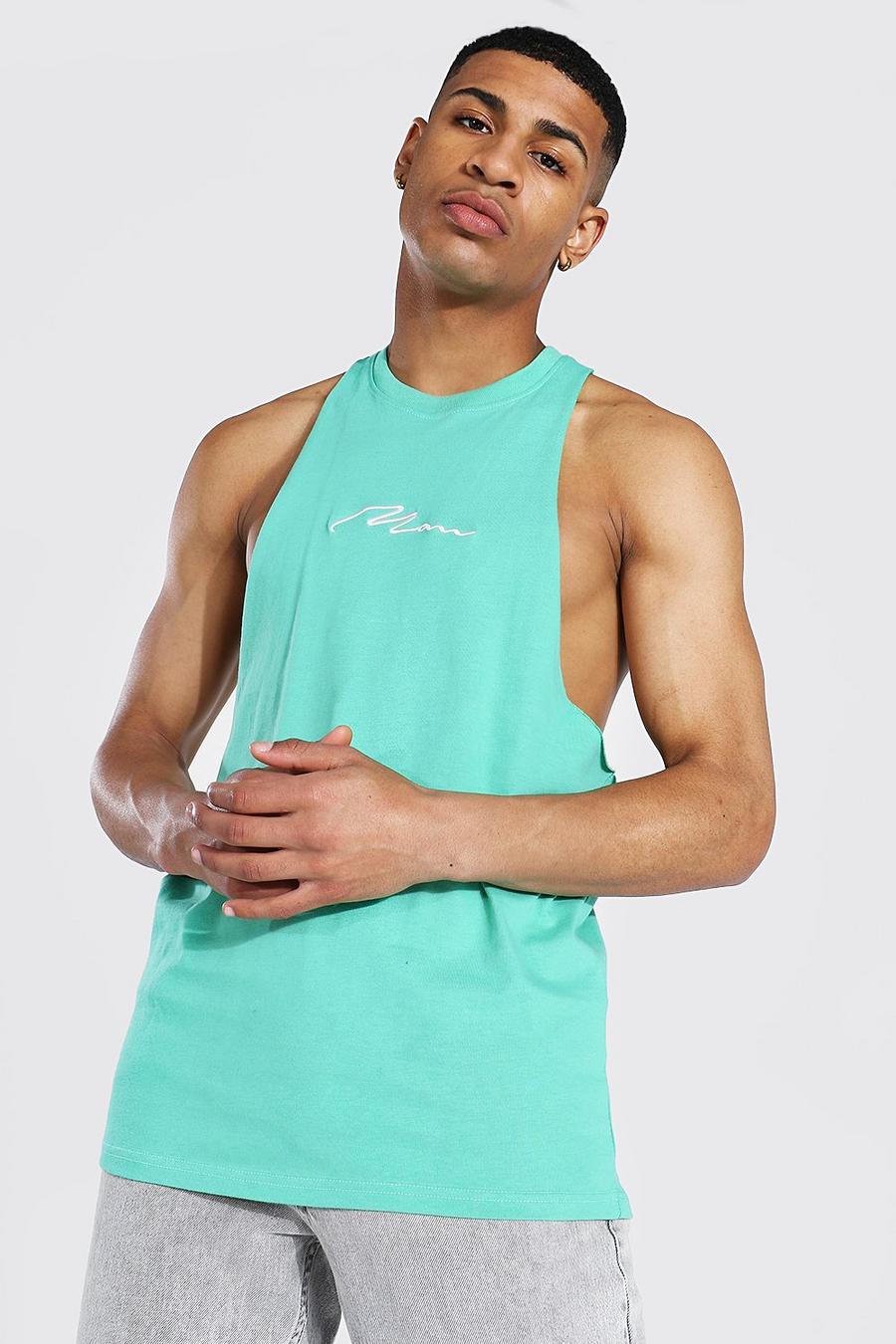 Camiseta de tirantes con espalda de nadador con sisa caída de la firma Man, Jade image number 1