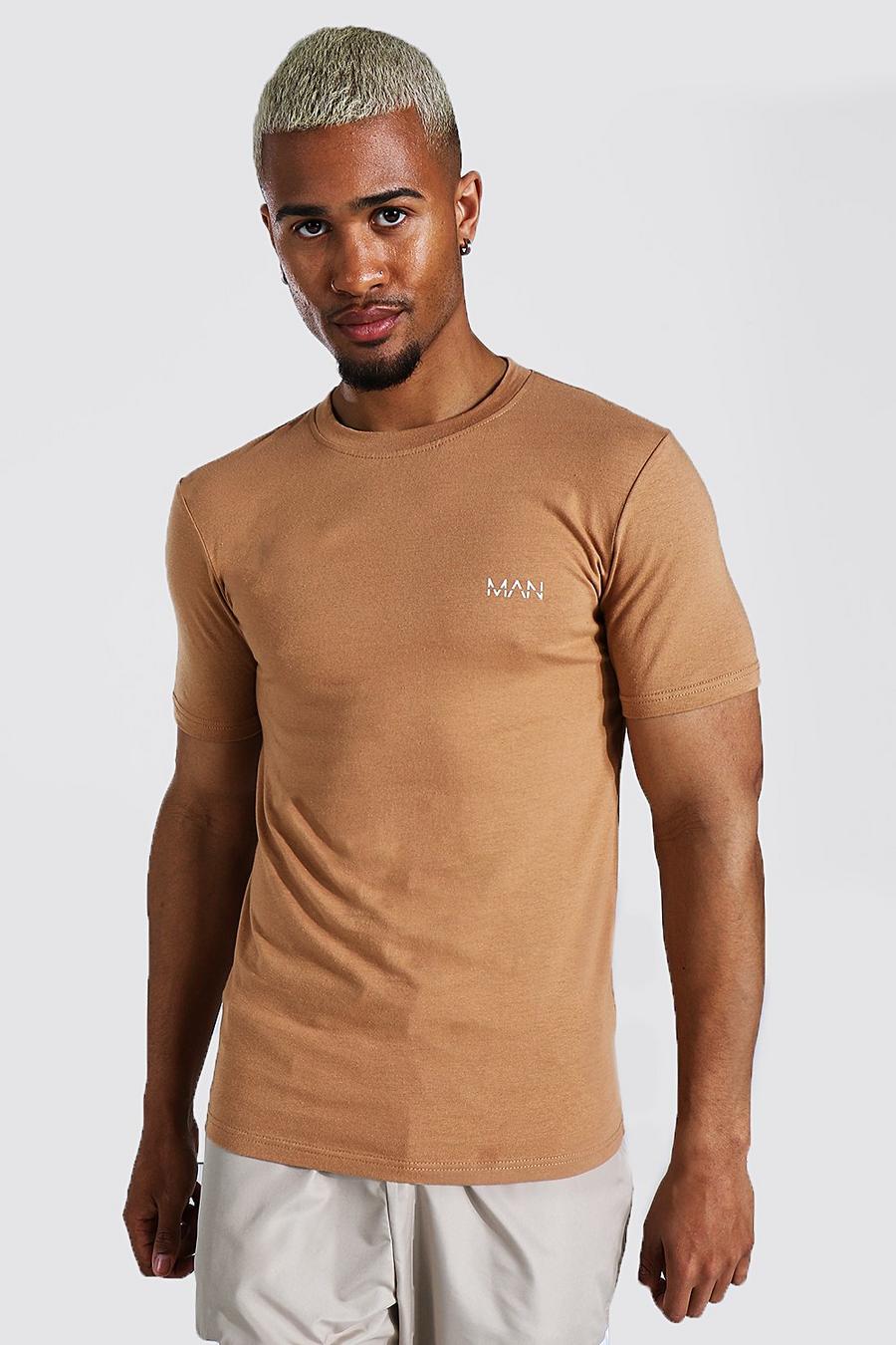 Brown Original MAN T-shirt i muscle fit med rund hals image number 1
