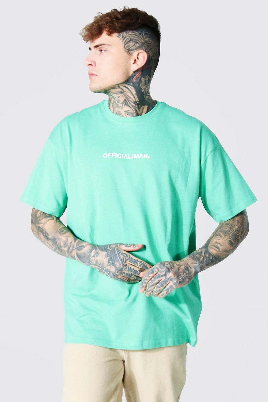 T-shirt oversize a girocollo con scritta Official Man, Giada image number 1
