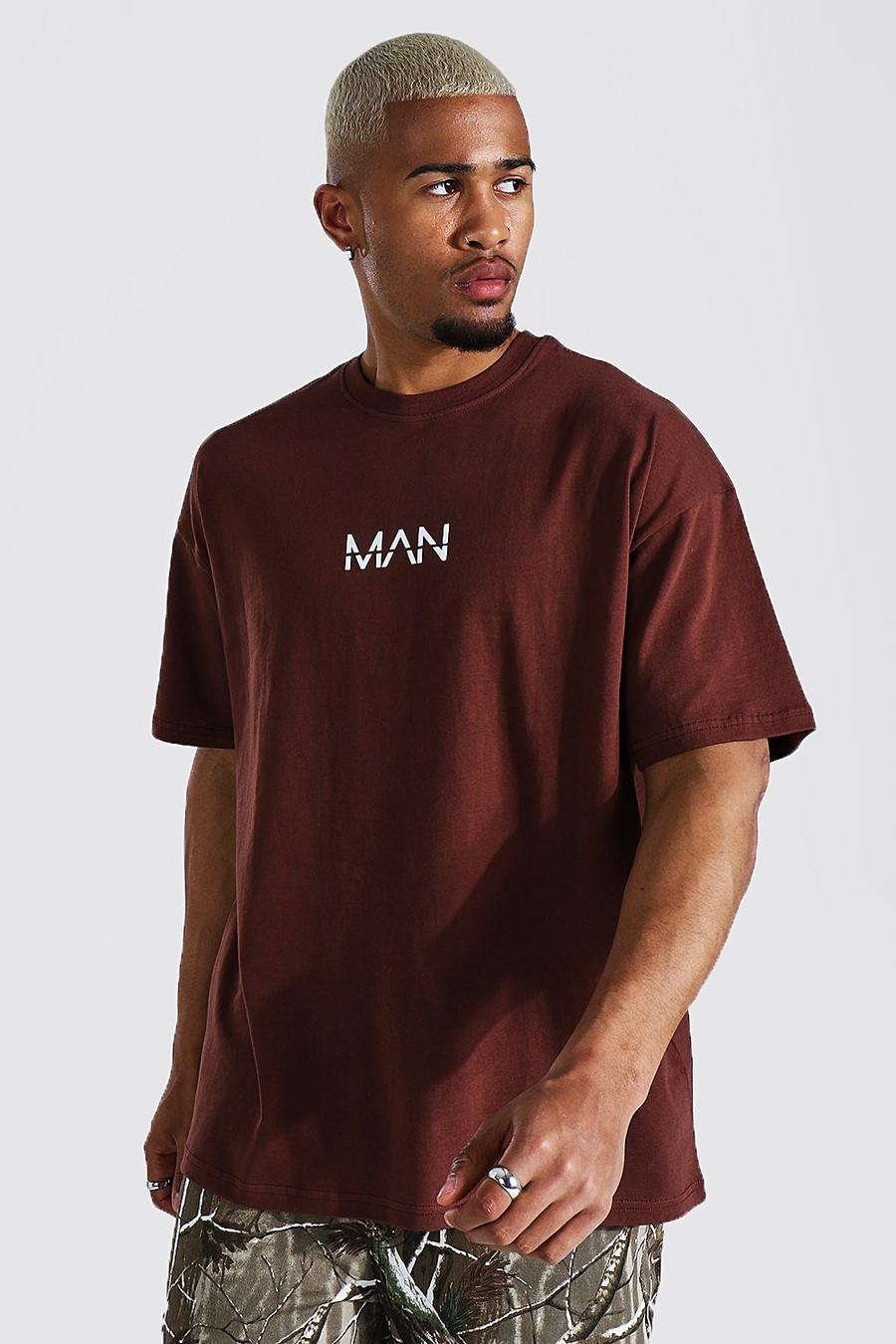 Camiseta de cuello redondo ancha Original Man, Chocolate image number 1