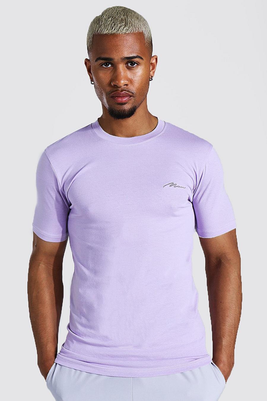 Man Signature Muscle Fit Crewneck T-Shirt, Lilac image number 1