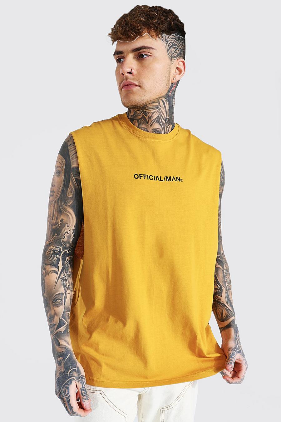 T-shirt sans manches oversize - Official MAN, Mustard gelb image number 1