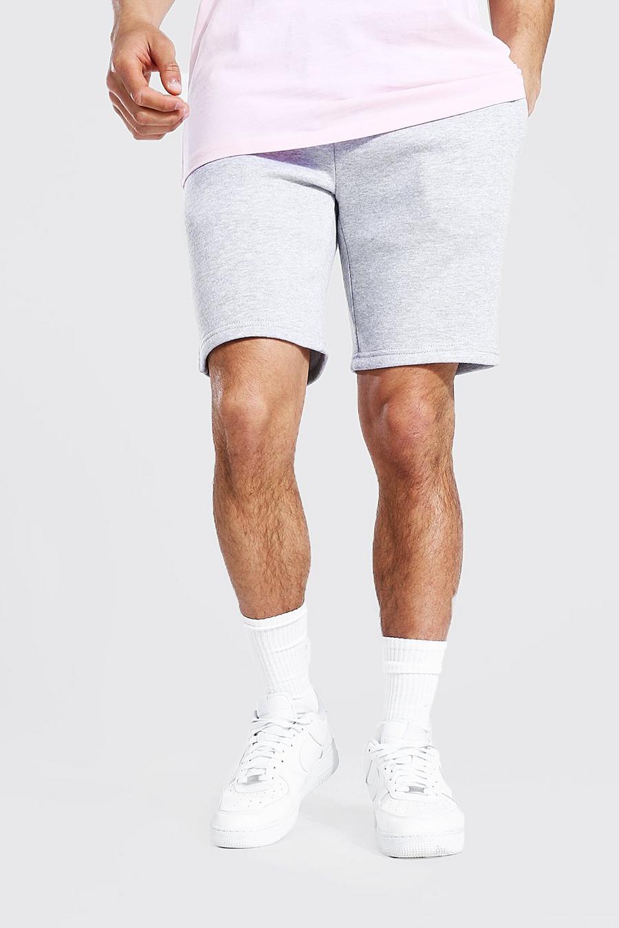 Grey marl Man Jersey Slim Fit Shorts Met Touwtjes image number 1