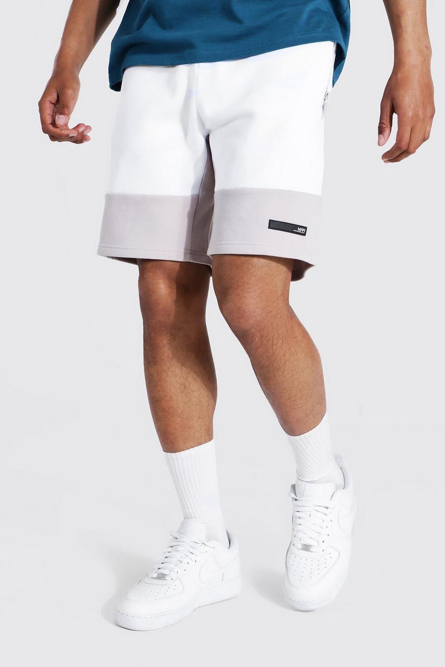 Regular Man Colorblock Shorts mit Reißverschluss, Steingrau beige image number 1