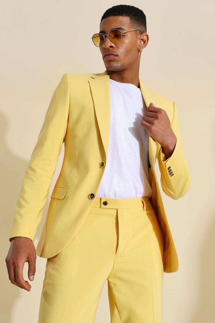 Yellow Skinny Single Breasted Suit Jacket image number 1