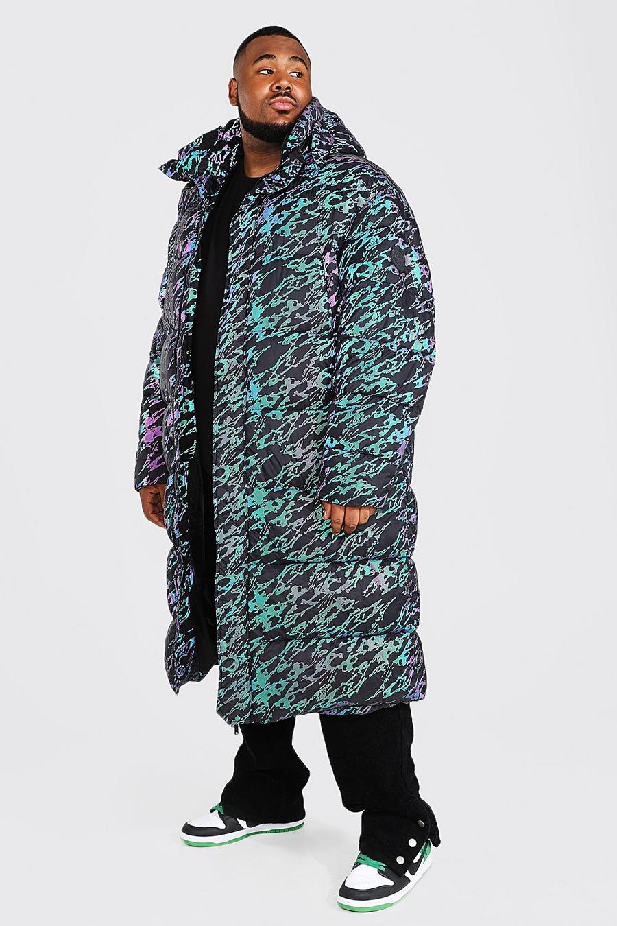 Charcoal Plus Reflective Camo Longline Puffer image number 1