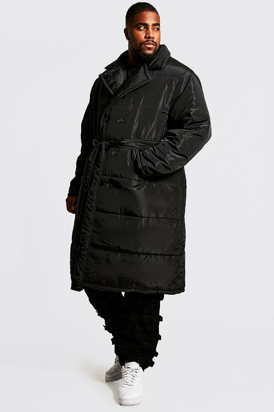 Black Plus Padded Double Breasted Trench Coat image number 1