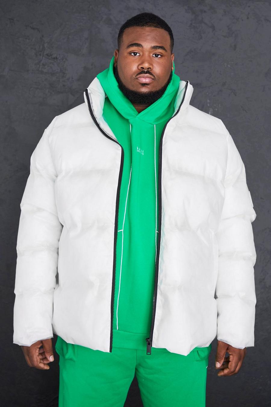 White bianco Plus Transparent Funnel Neck Puffer image number 1