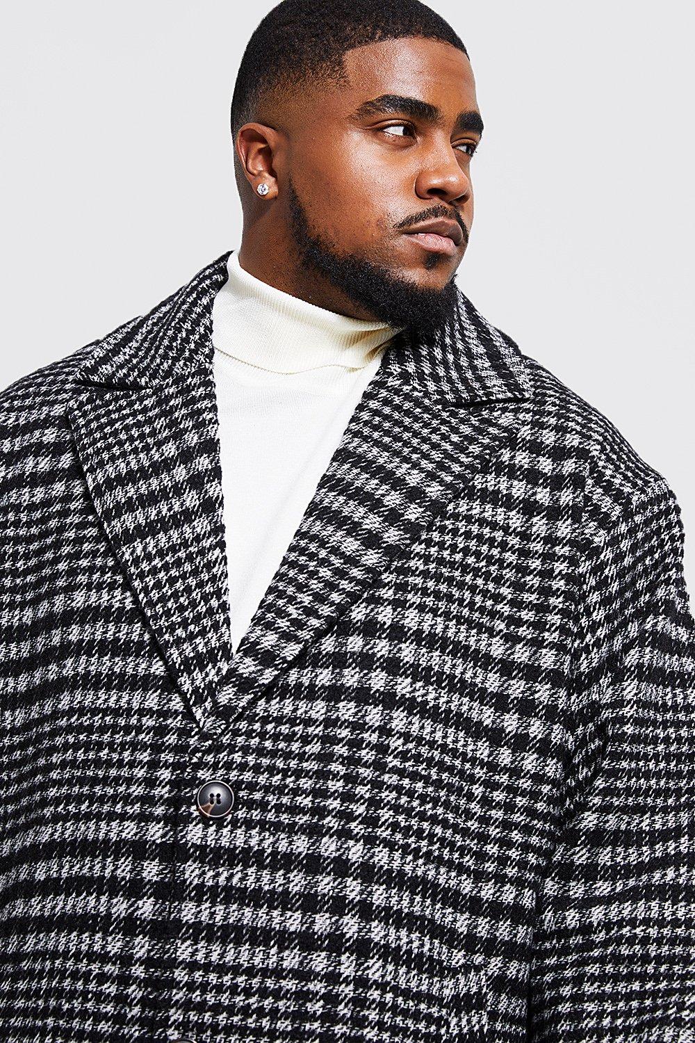 Mens grey check outlet overcoat