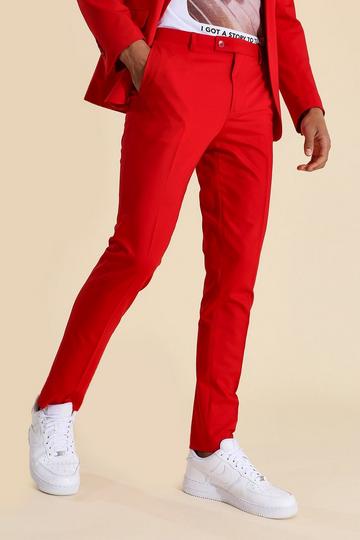 Red Skinny Red Suit Trousers