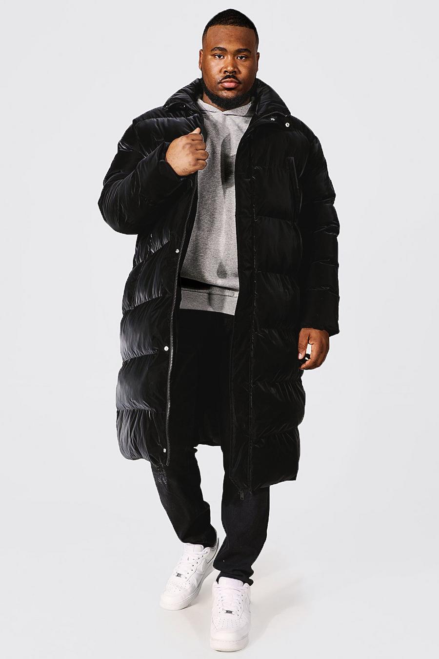 Black nero Plus Soft Sheen Longline Puffer Jacket