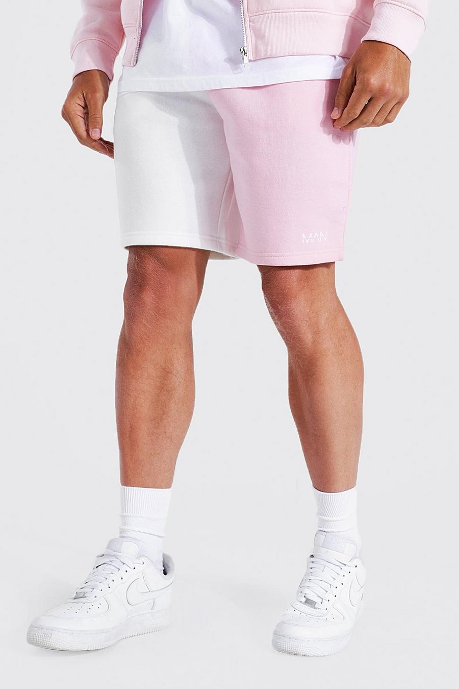 Pale pink Regular Fit Man Colour Block Jersey Shorts image number 1