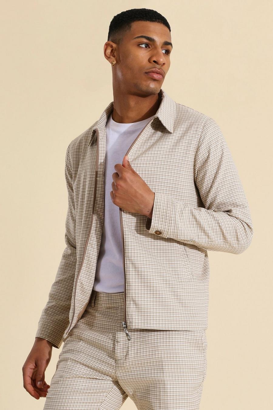 Taupe Smart Check Coach Jacket image number 1