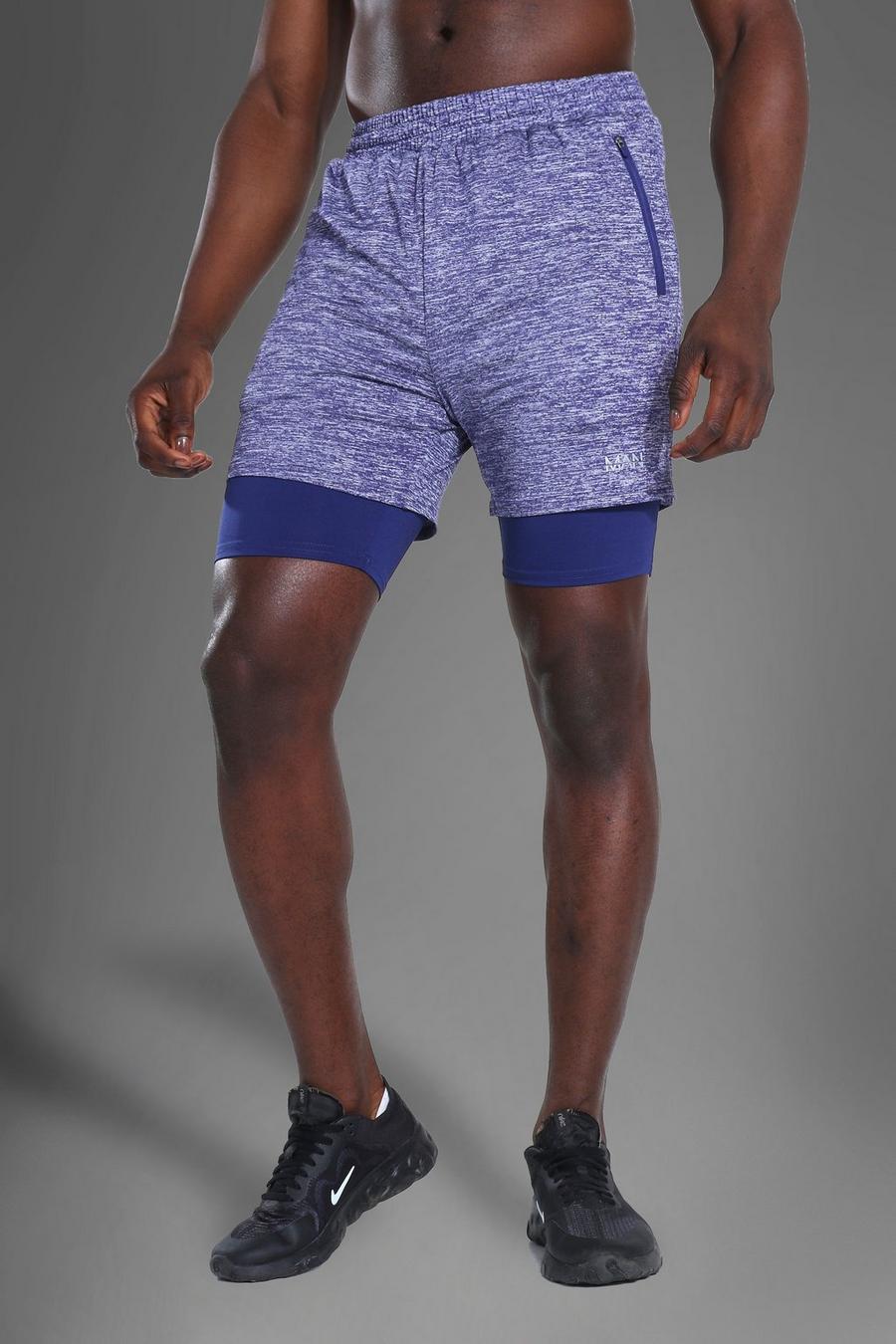 Navy Man Active Dunne Mergel 2-In-1 Shorts image number 1