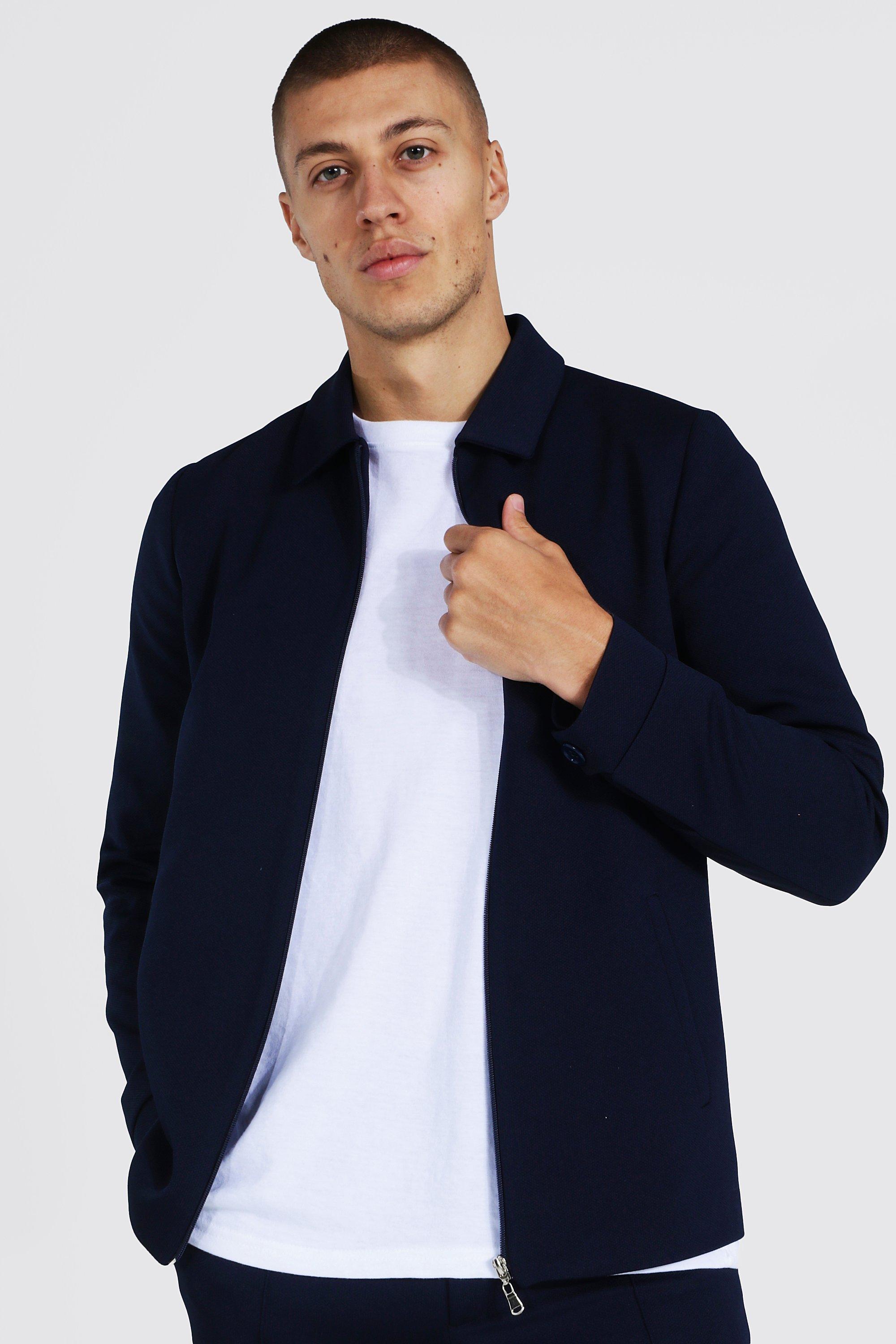 Navy Smart Pique Harrington