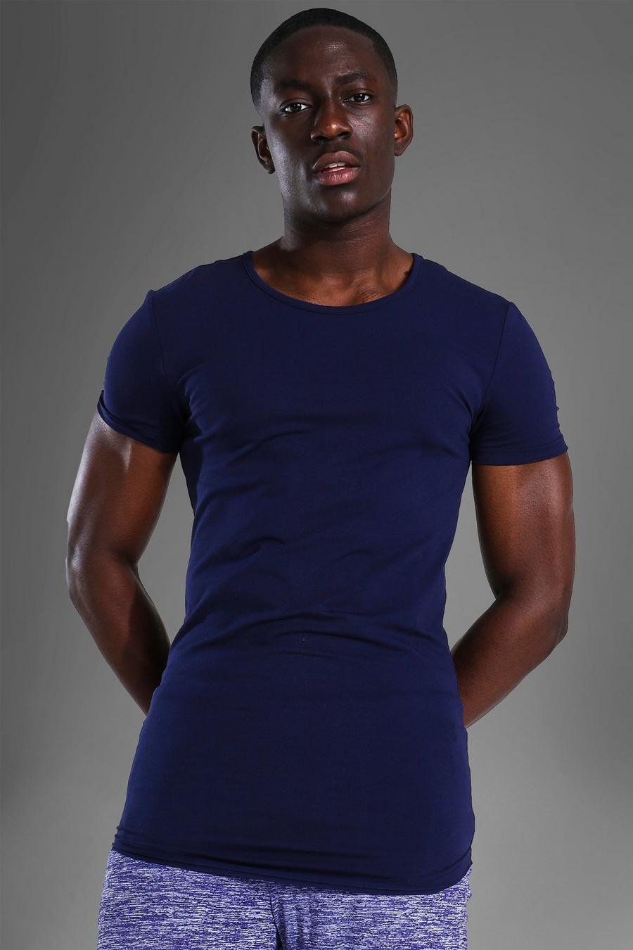 Navy MAN Active Lång topp i muscle fit image number 1