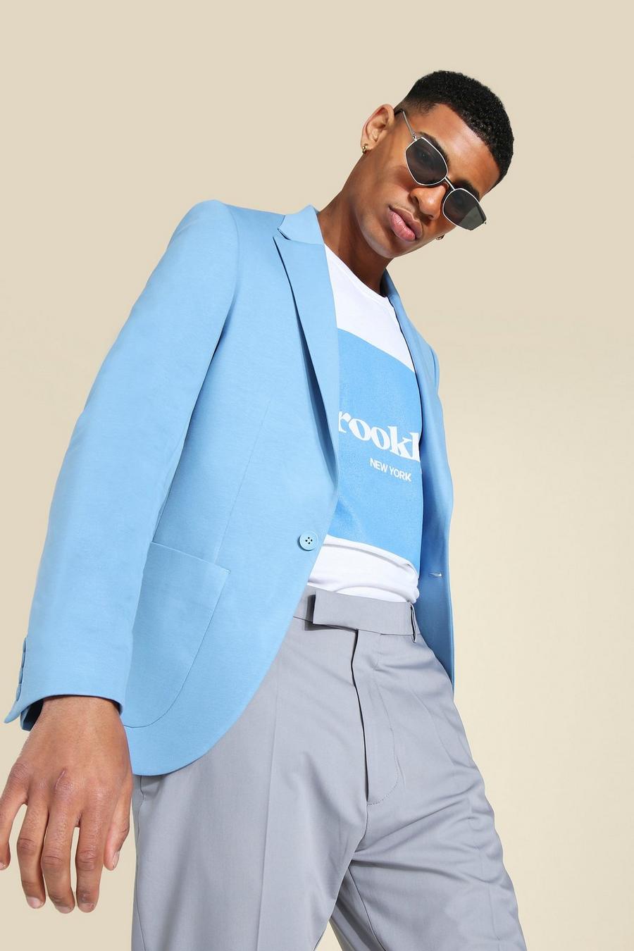 Skinny Fit Jersey-Blazer, Powder blue image number 1