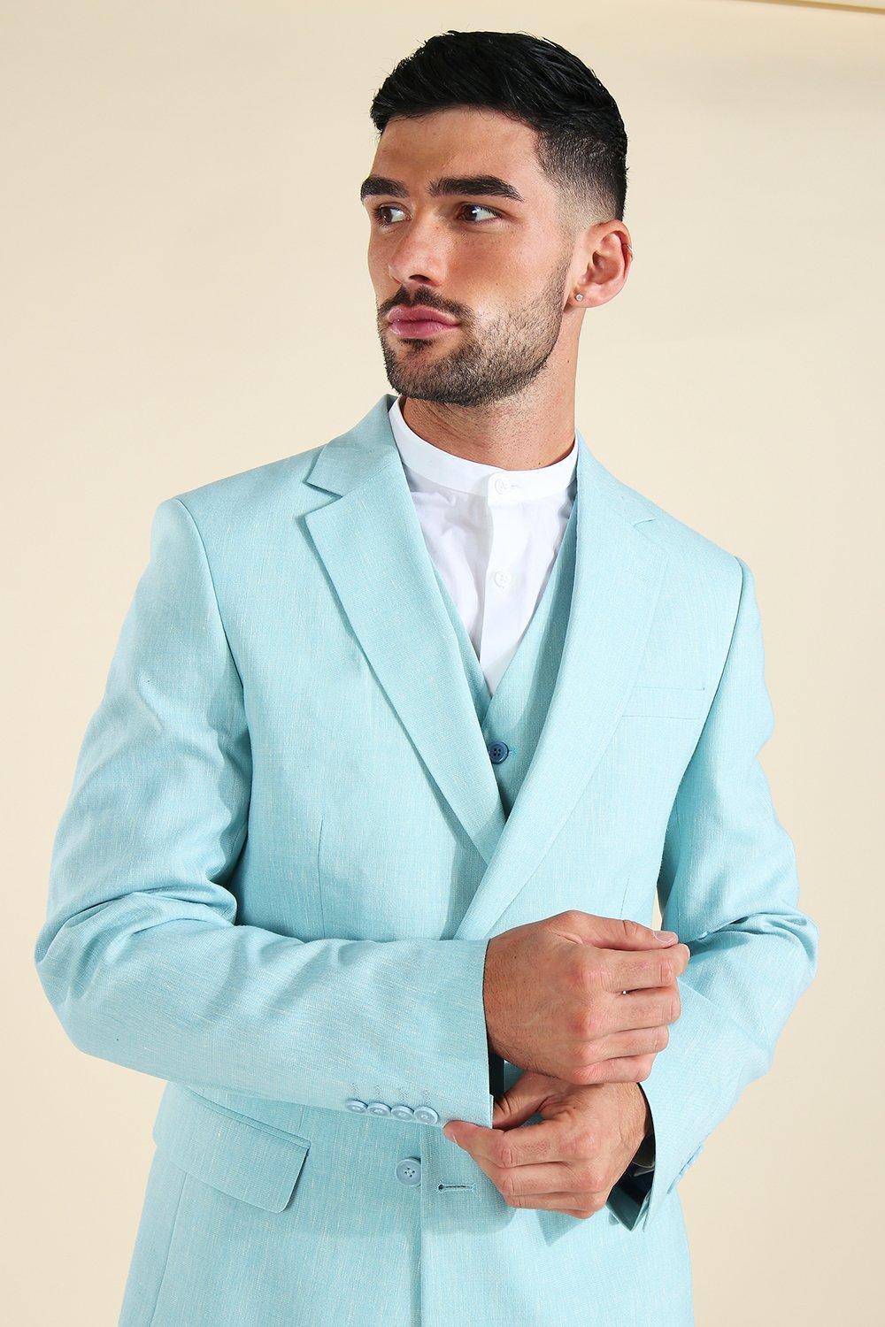 teal three piece suit