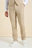 Brown Linen Slim Suit Trousers