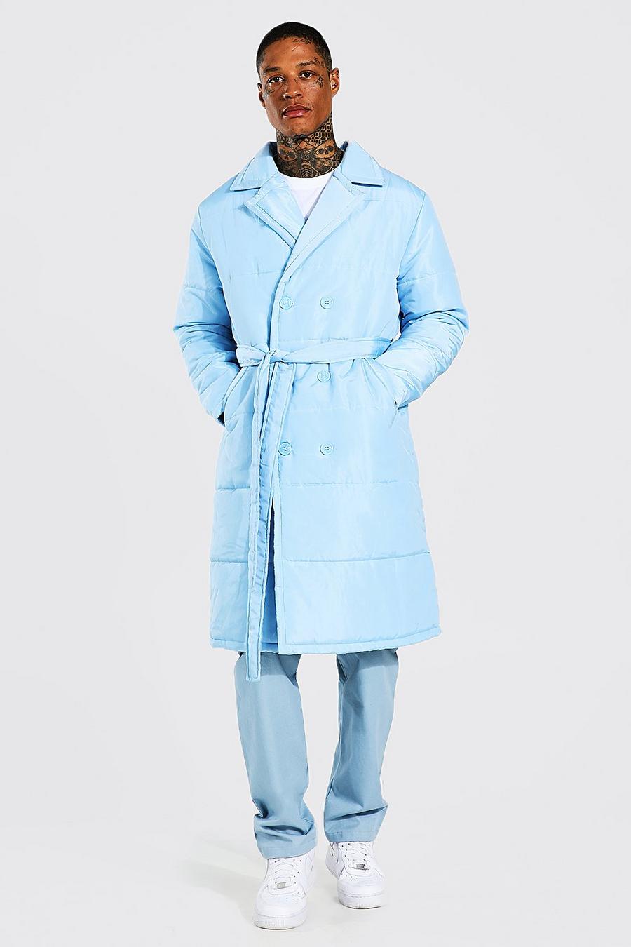 Light blue Padded Double Breasted Trench Coat image number 1