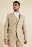 Brown Linen Slim Single Breast Suit Jacket