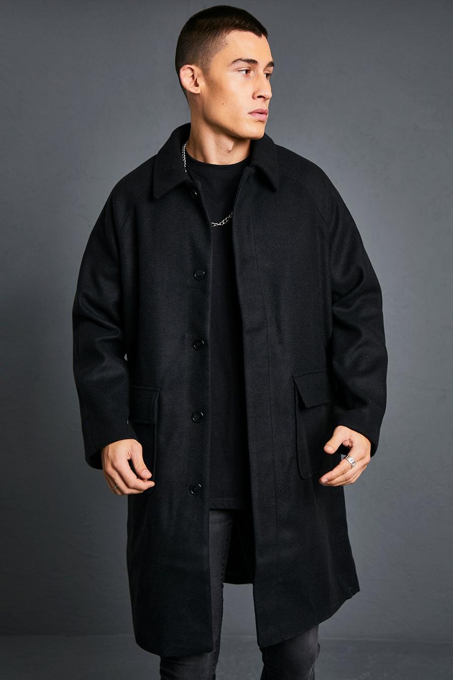 Black Single Breasted Mac Overcoat image number 1