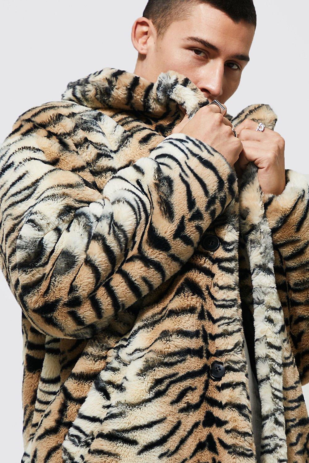 tiger faux fur coat