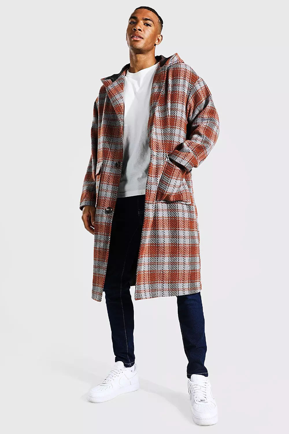 Checked shop longline coat