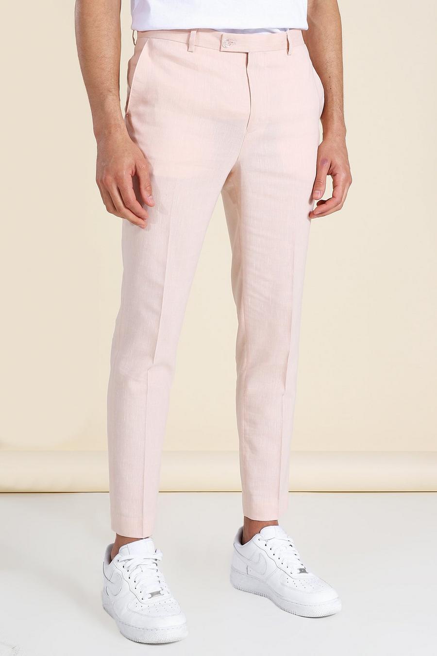 Coral Linen Skinny Crop Suit Pants image number 1