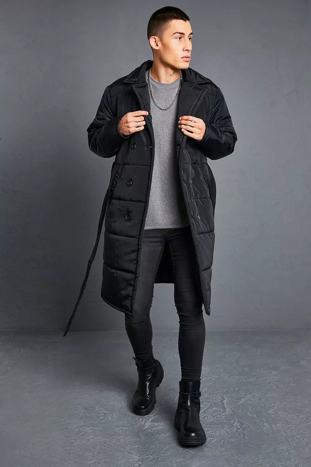 Padded trench 2025 coat mens