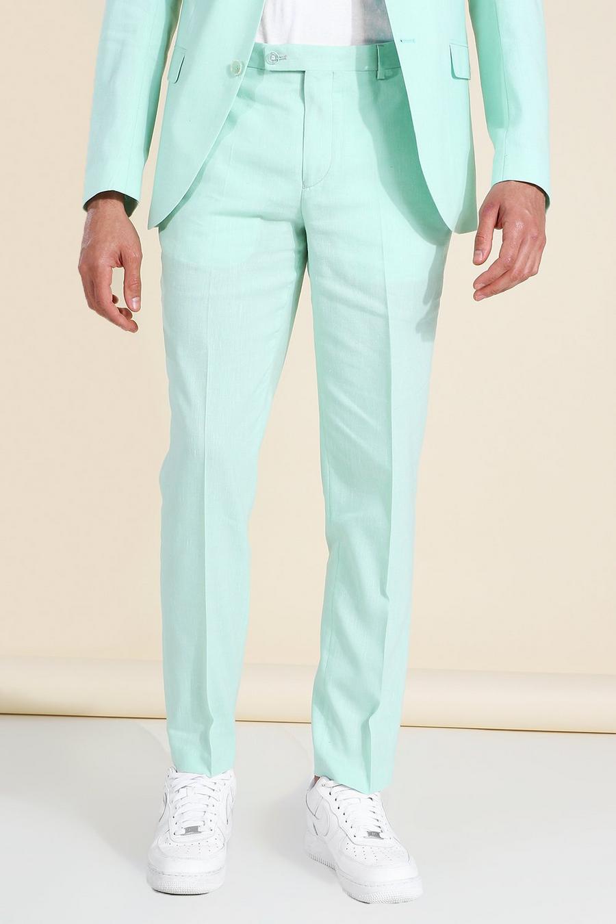Pantalones ajustados de lino para traje, Mint image number 1